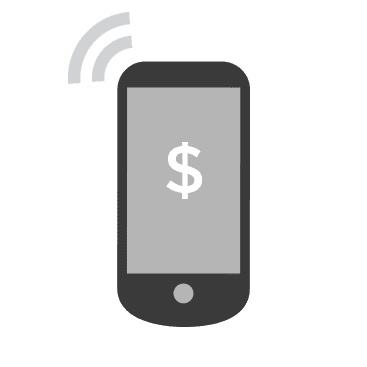 A cell phone with a dollar sign on the screen.