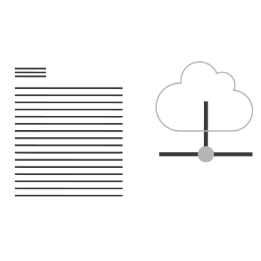 A computer paper and a cloud with a cross.