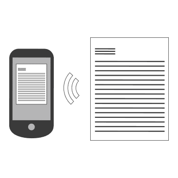 A cell phone and paper are connected to one another.